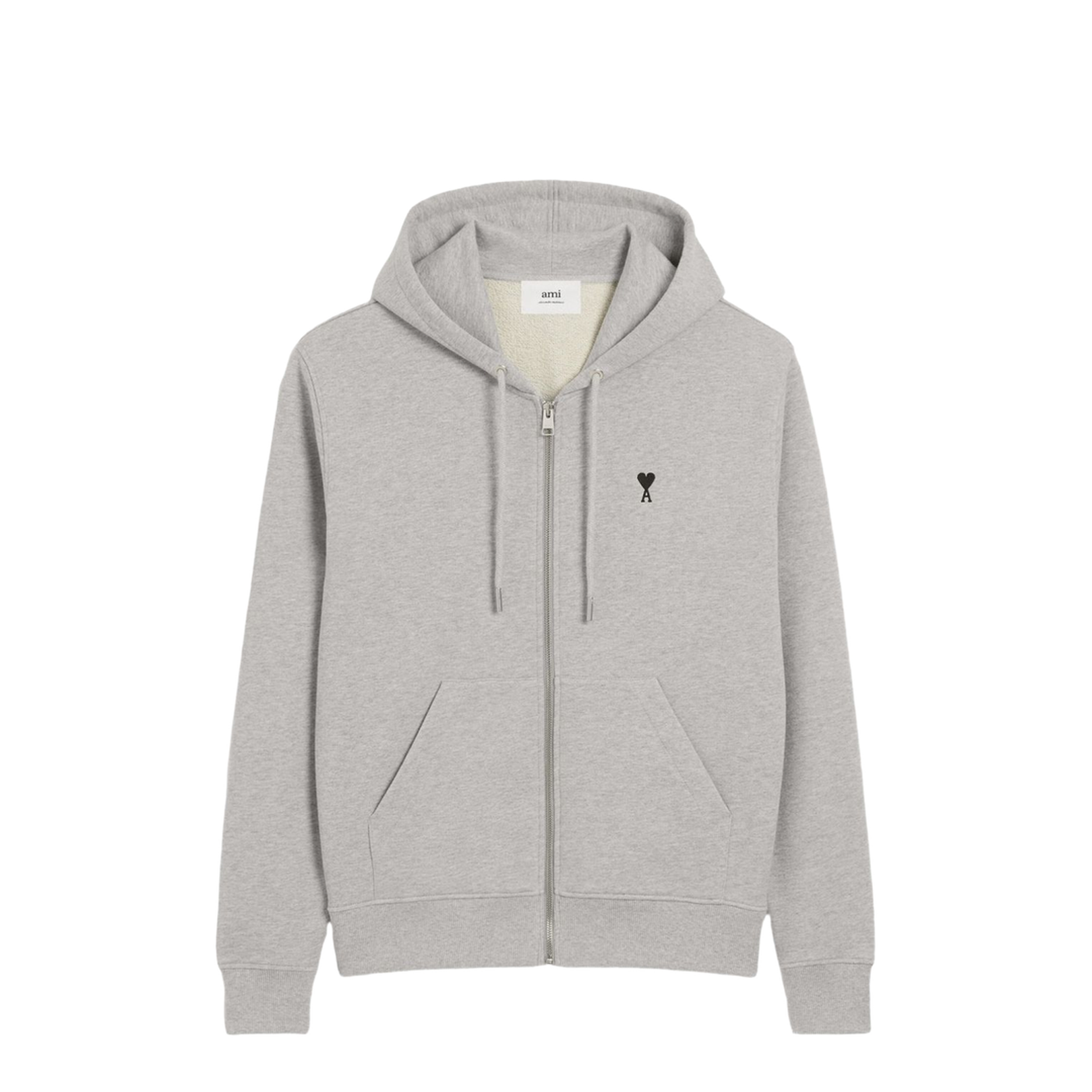 Grey Cotton Zipped Hoodie