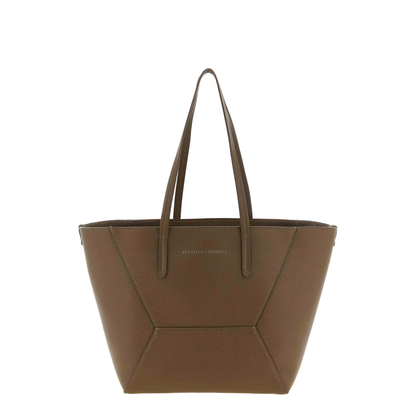 Duo Medium Leather Tote Bag - Brown