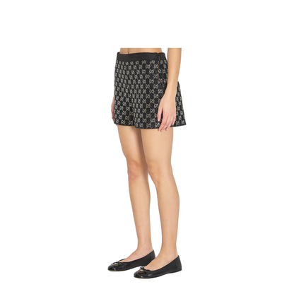 Embroidered Wool Tweed Lamé Shorts
