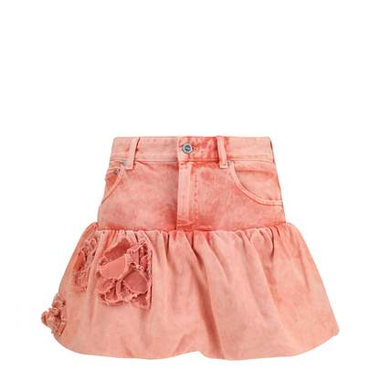 MAYFEYR - Ganni - Mini Bubble Skirt In Denim With Appliqué Roses - A1090182