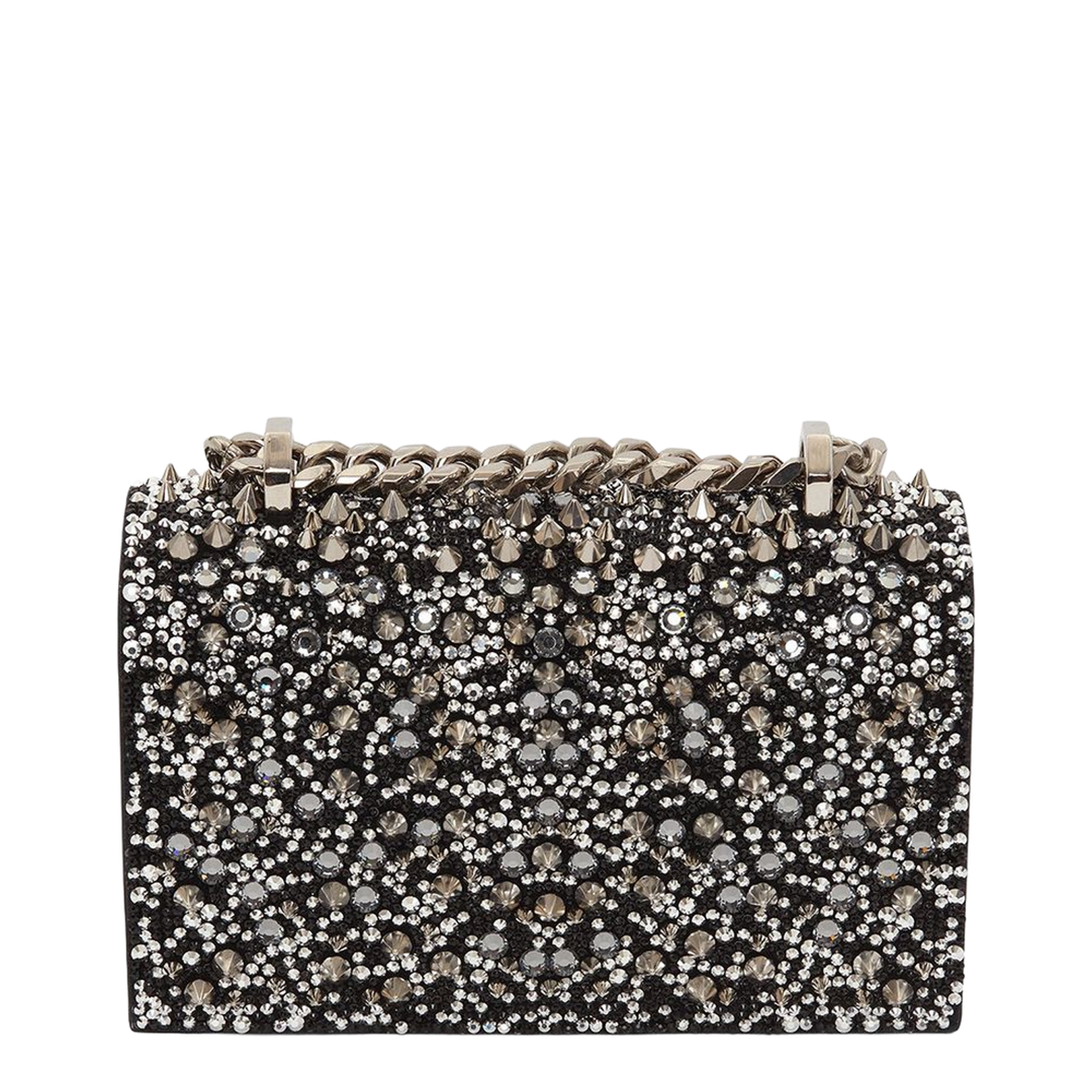 Crystal-Embellished Mini Jewelled Satchel in Black