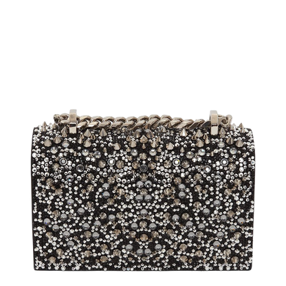 Crystal-Embellished Mini Jewelled Satchel in Black