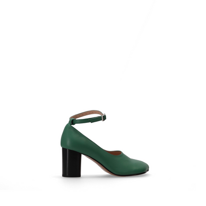MAYFEYR - NICCOLÒ PASQUALETTI - Obliqua Block Heel Pumps Calfskin Leather - NP07F001LEAGREEN