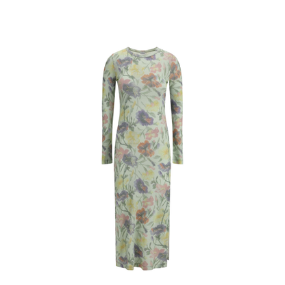 Dress in Silk and Cotton Multicolor