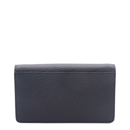 Four Stitches Medium Grainy Calf Leather Chain Wallet - Black