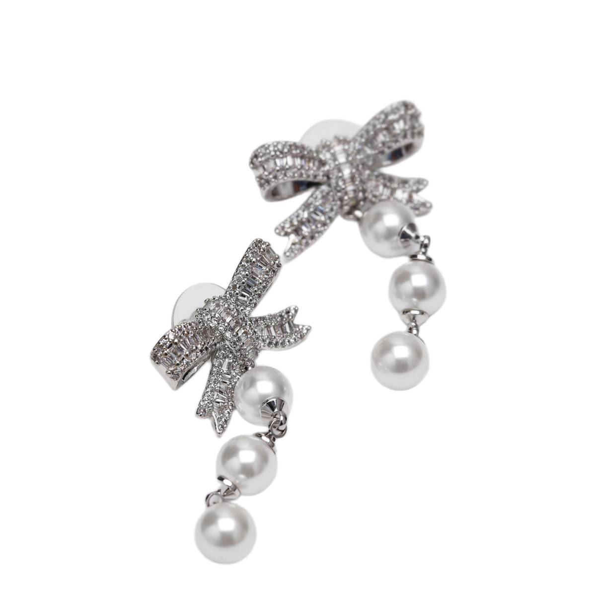 MAYFEYR - Self Portrait - Crystal Bow And Pearl Drop Earrings - PF26-601EPRSL