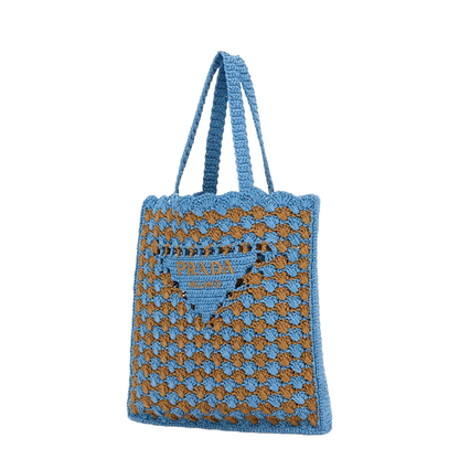 Two-Tone Raffia Shopping Bag