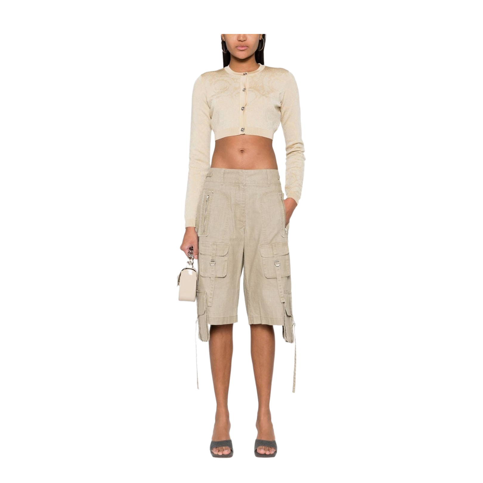 Barocco Pattern Cropped Cardigan