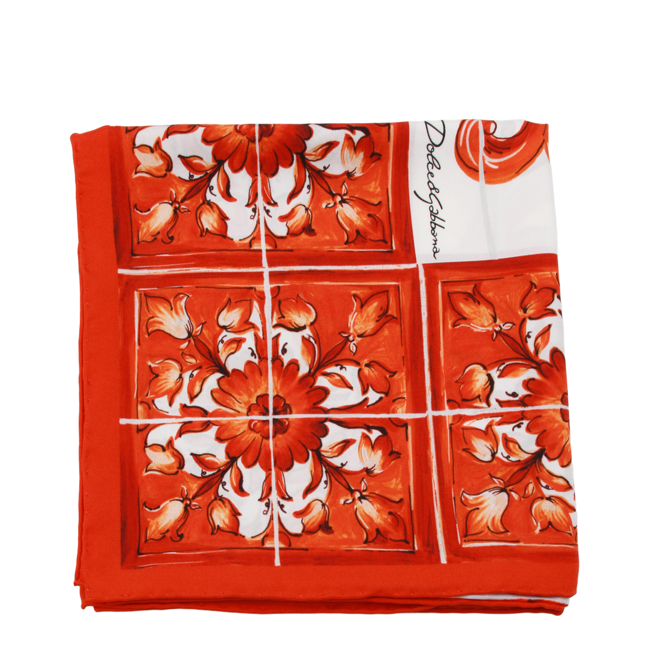 Majolica-Print Silk Twill Scarf