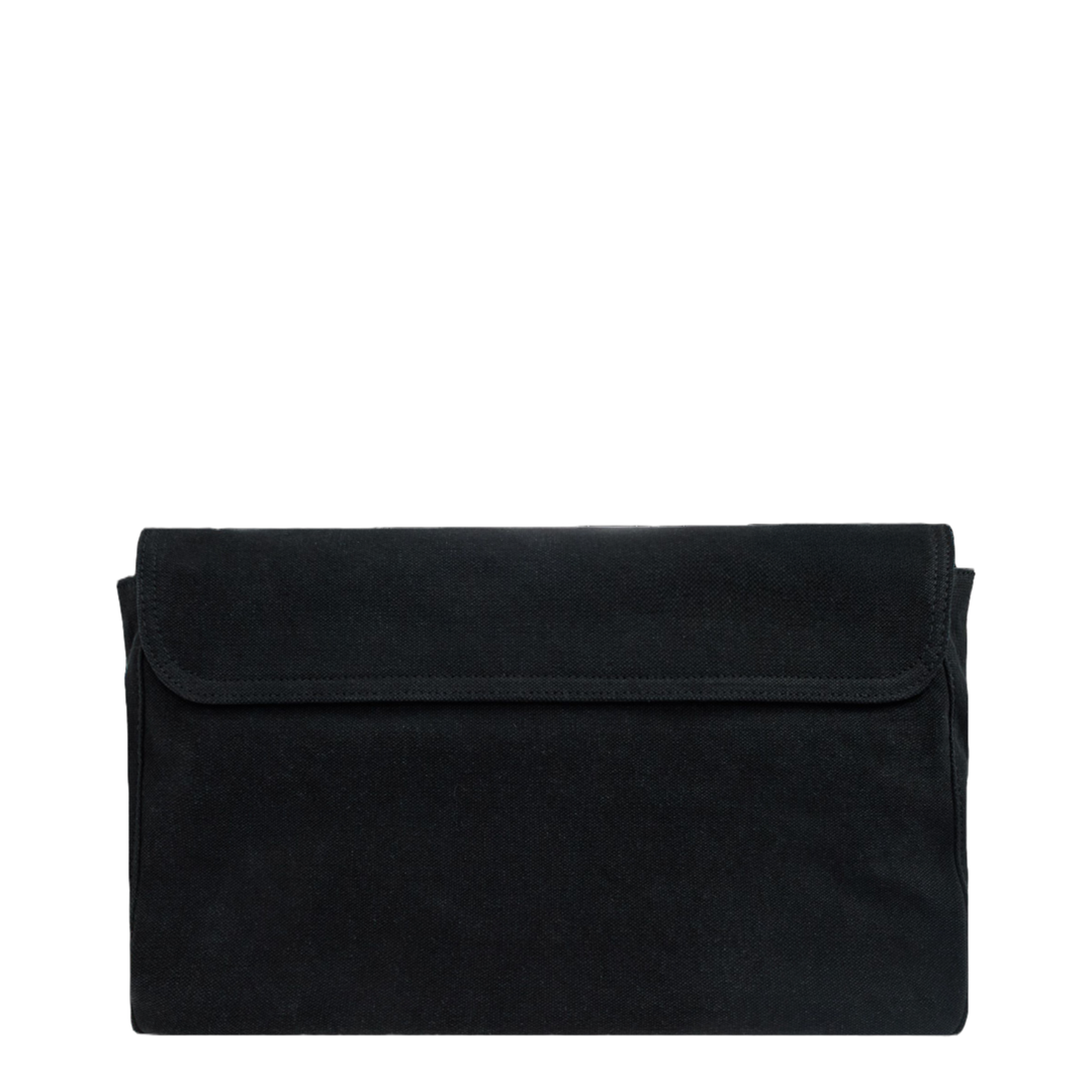 Tape Type Flap Messenger Bag Small in Black/red