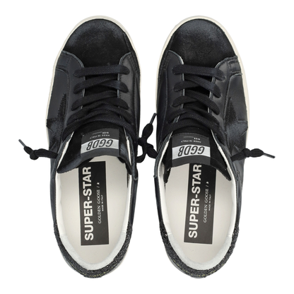 Super-Star in Black Nappa with Black Star and Glitter Heel Tab