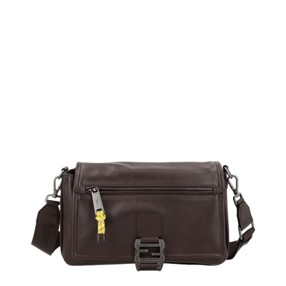 Flux Calf Leather Messenger Bag - Chocolate Brown