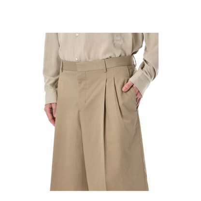 Beige Virgin Wool Shorts