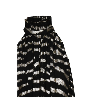 Long Dress in Lamé Tiger Silk - Black / Gold