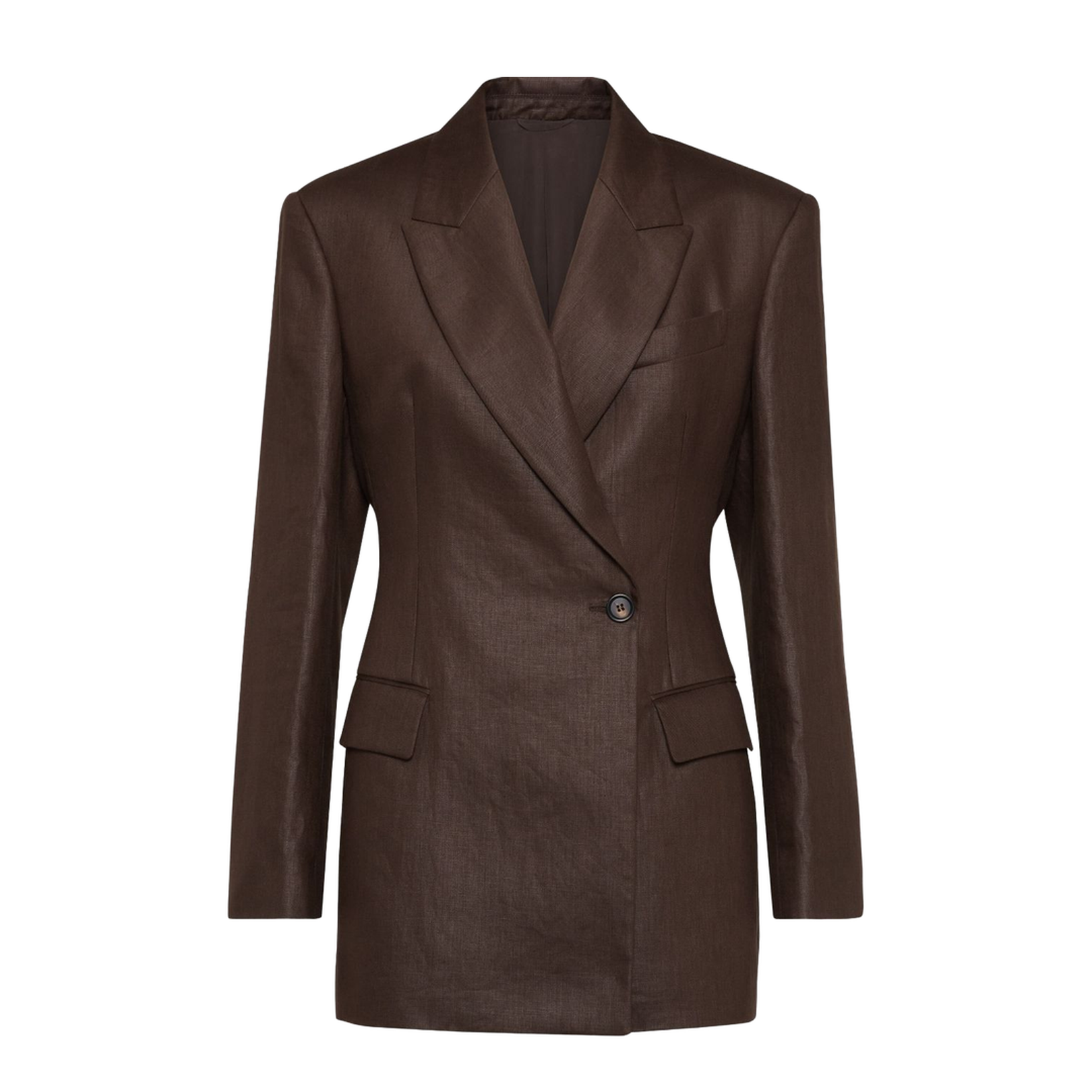 Shiny Linen Double-Breasted Jacket