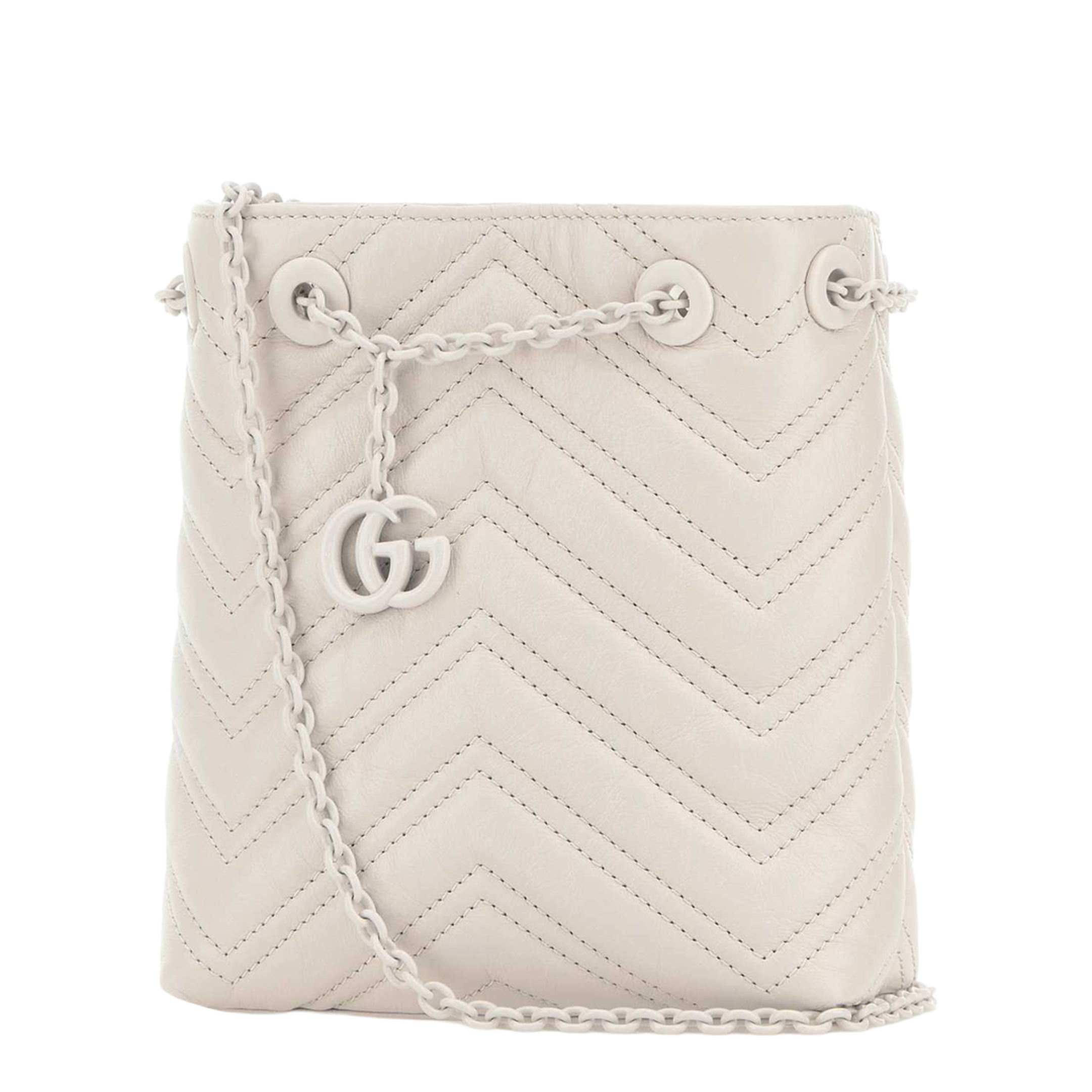 MAYFEYR - Gucci - Ivory Leather Micro Gg Marmont Bucket Bag - 856404AAFS19540