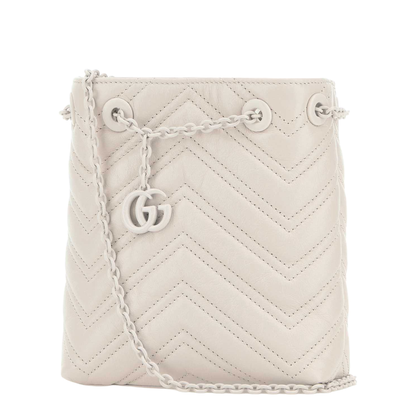 MAYFEYR - Gucci - Ivory Leather Micro Gg Marmont Bucket Bag - 856404AAFS19540