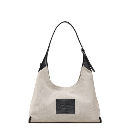 The Sack Bag Canvas Shoulder Bag - Ivory/Black