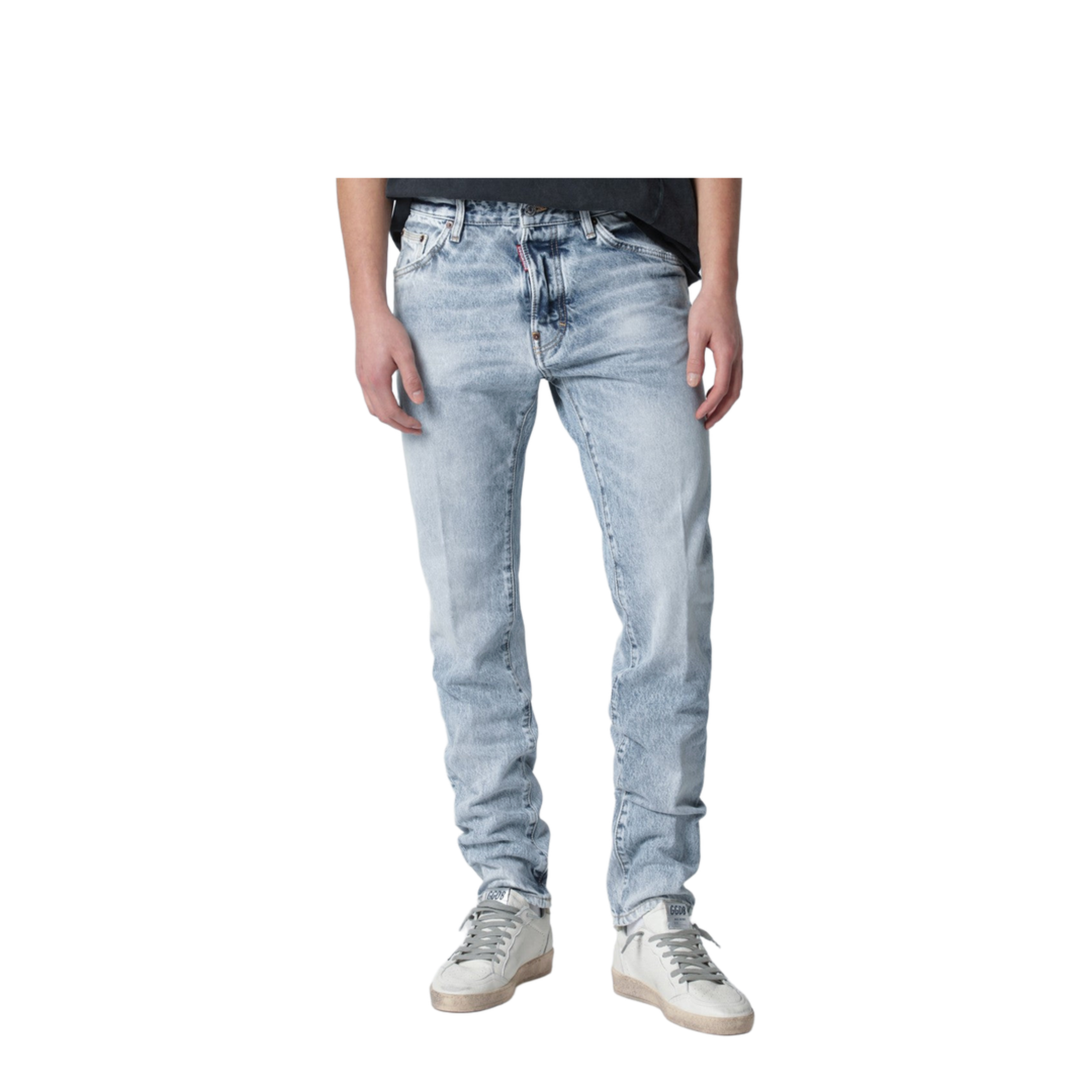 Vintage-effect stretch denim jeans