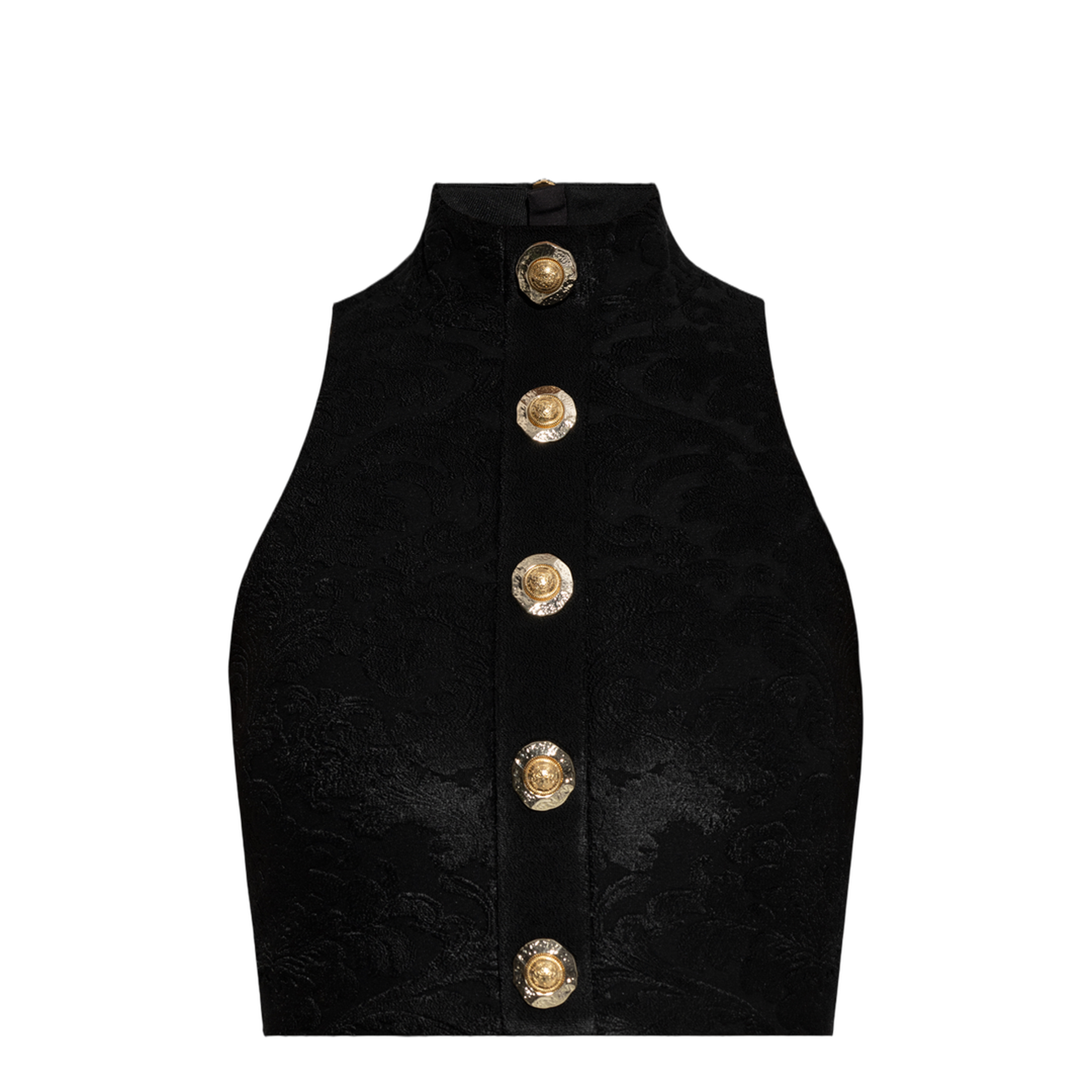 Baroque Pattern Buttoned Top Black