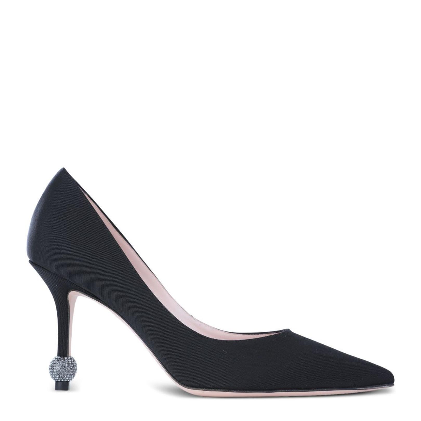 Jewel Heel Pumps in Grosgrain Black