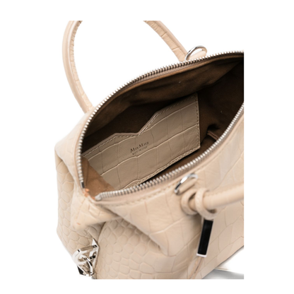 Boston Leather Handbag - Beige