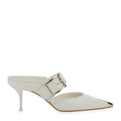 Chalk Leather Hardware Mules