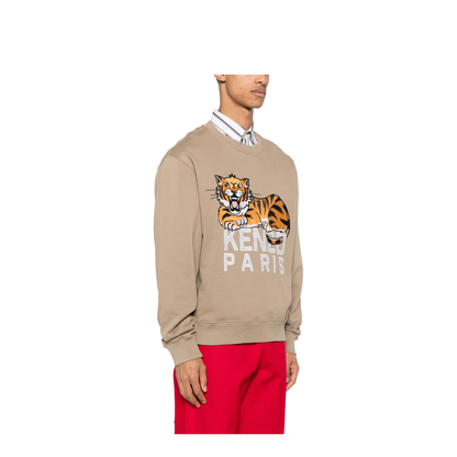 Happy Tiger Embroidered Sweatshirt in Cotton