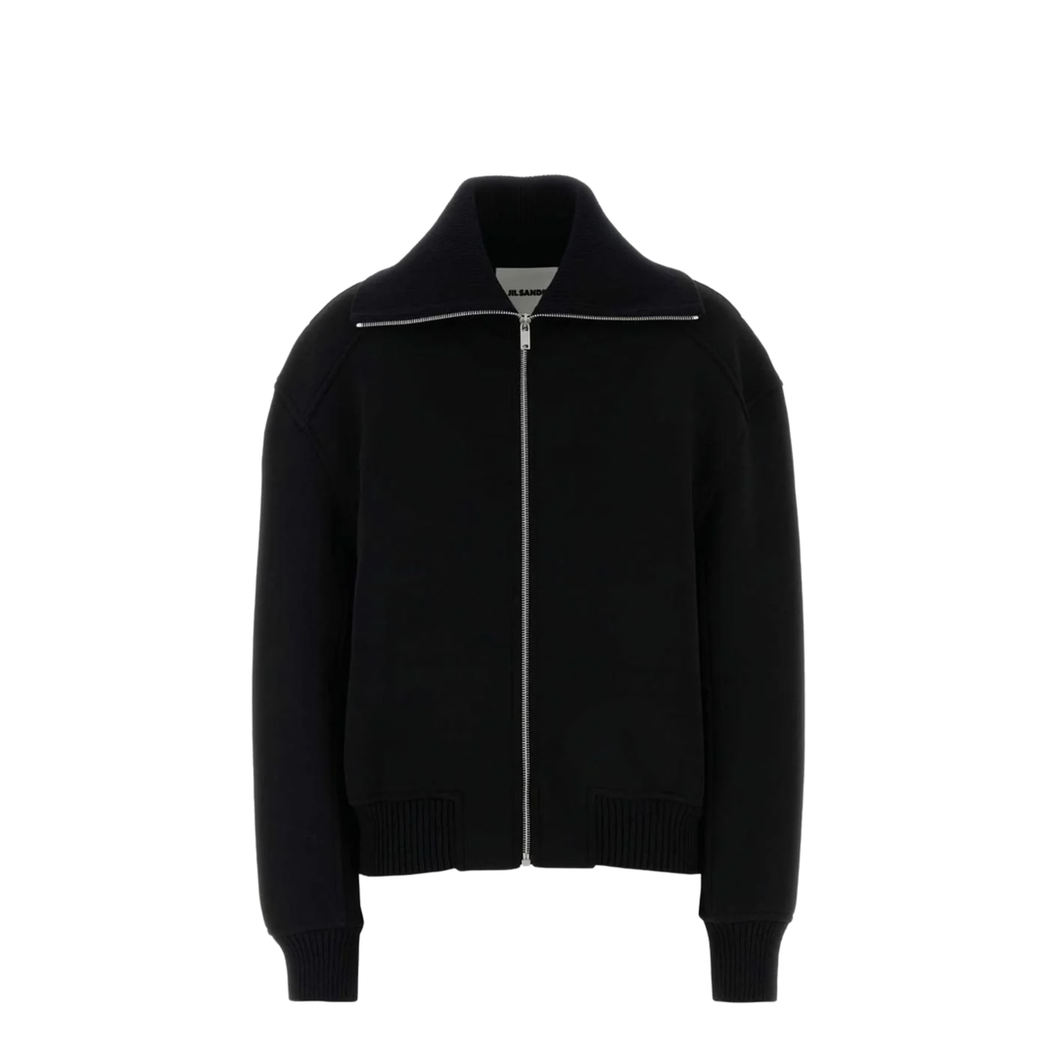 Black Wool Blend Bomber Jacket