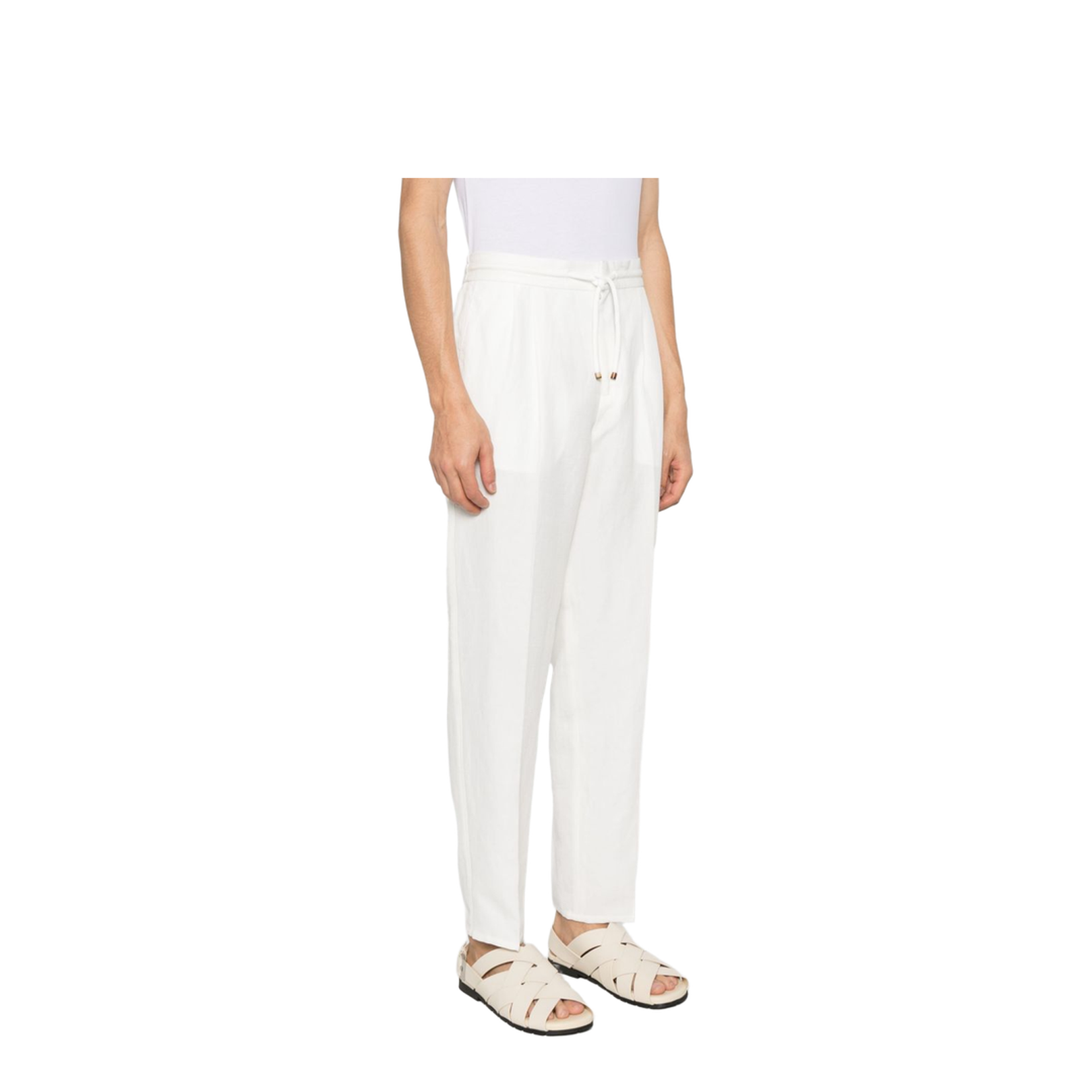 Linen Blend Drawstring Trousers