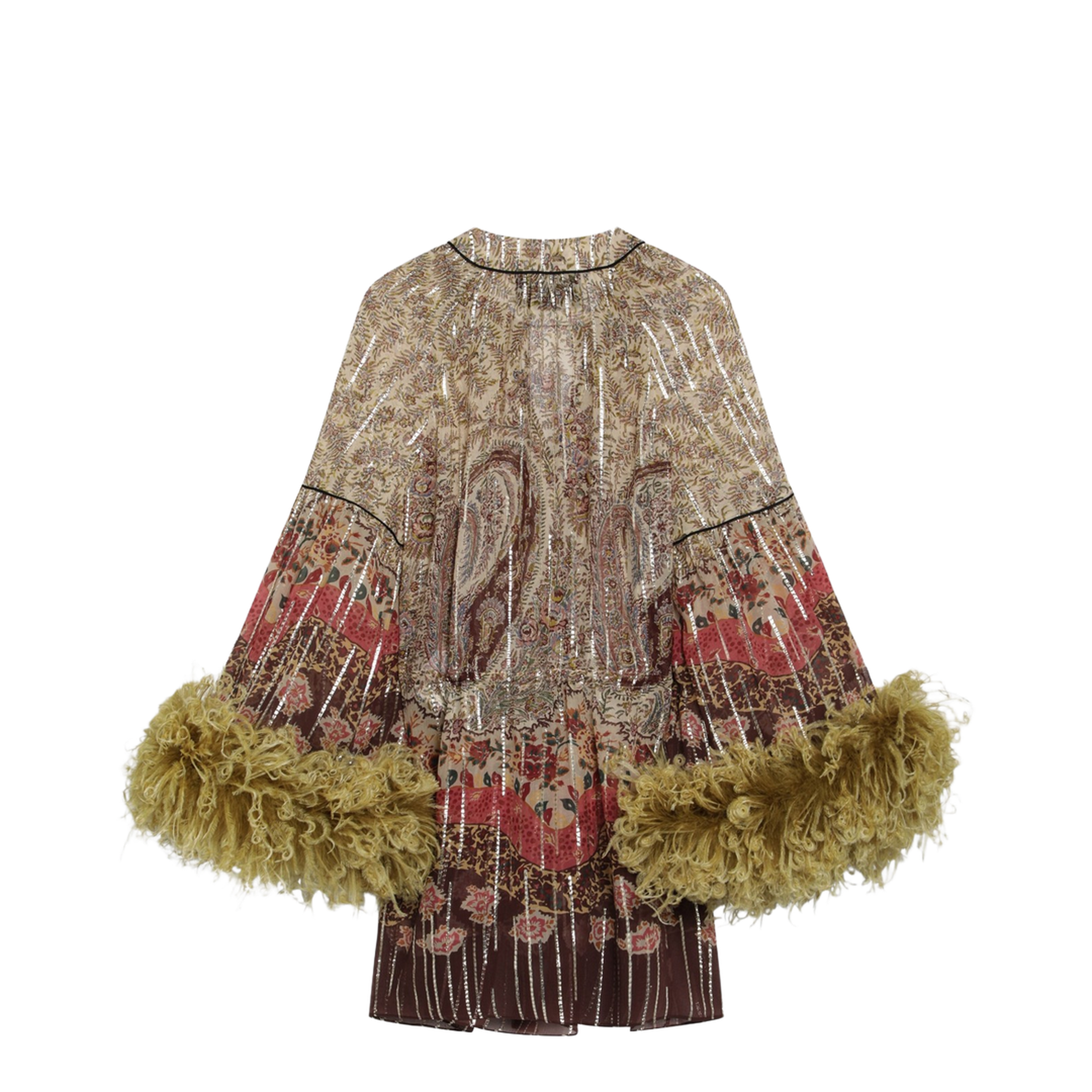 MAYFEYR - Valentino - Paisley Print Georgette Blouse With Feathers - 8B3AEBB7A54BR9