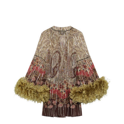 MAYFEYR - Valentino - Paisley Print Georgette Blouse With Feathers - 8B3AEBB7A54BR9