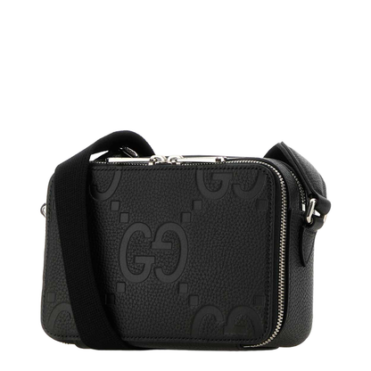 GG Jumbo Medium Leather Messeger Bag - Black