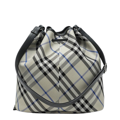 Medium Bucket Bag with Lichen-Colour Check Pattern