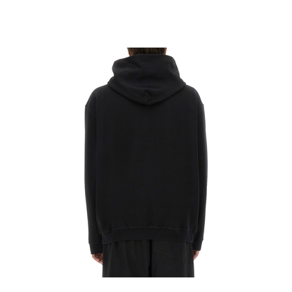 Black Cotton Hooded Sweatshirt