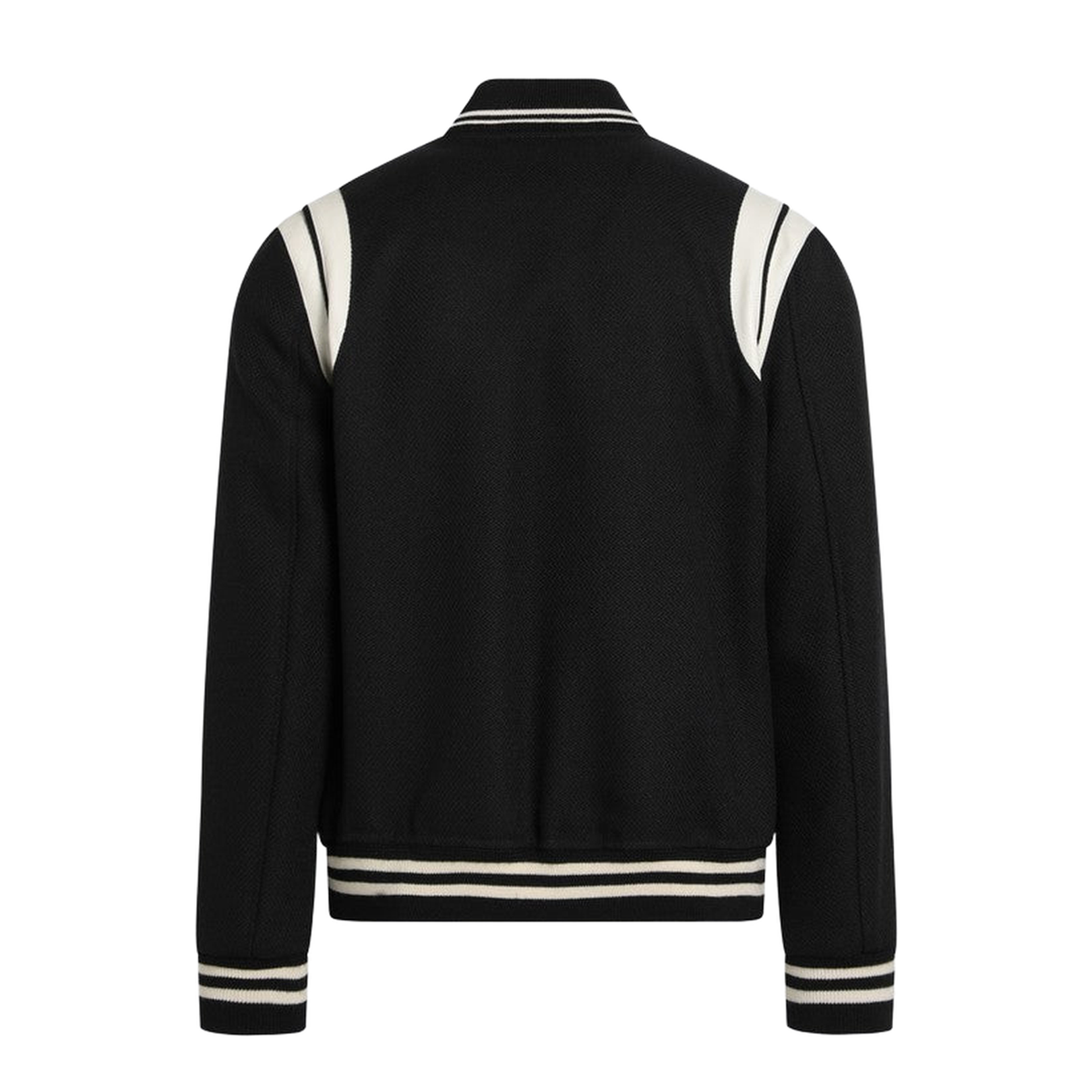 Black and White Wool Bomber Jacket