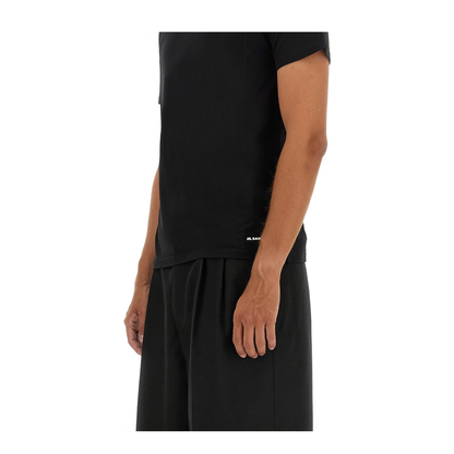 Black Cotton Jersey Crepe Crewneck T-Shirt
