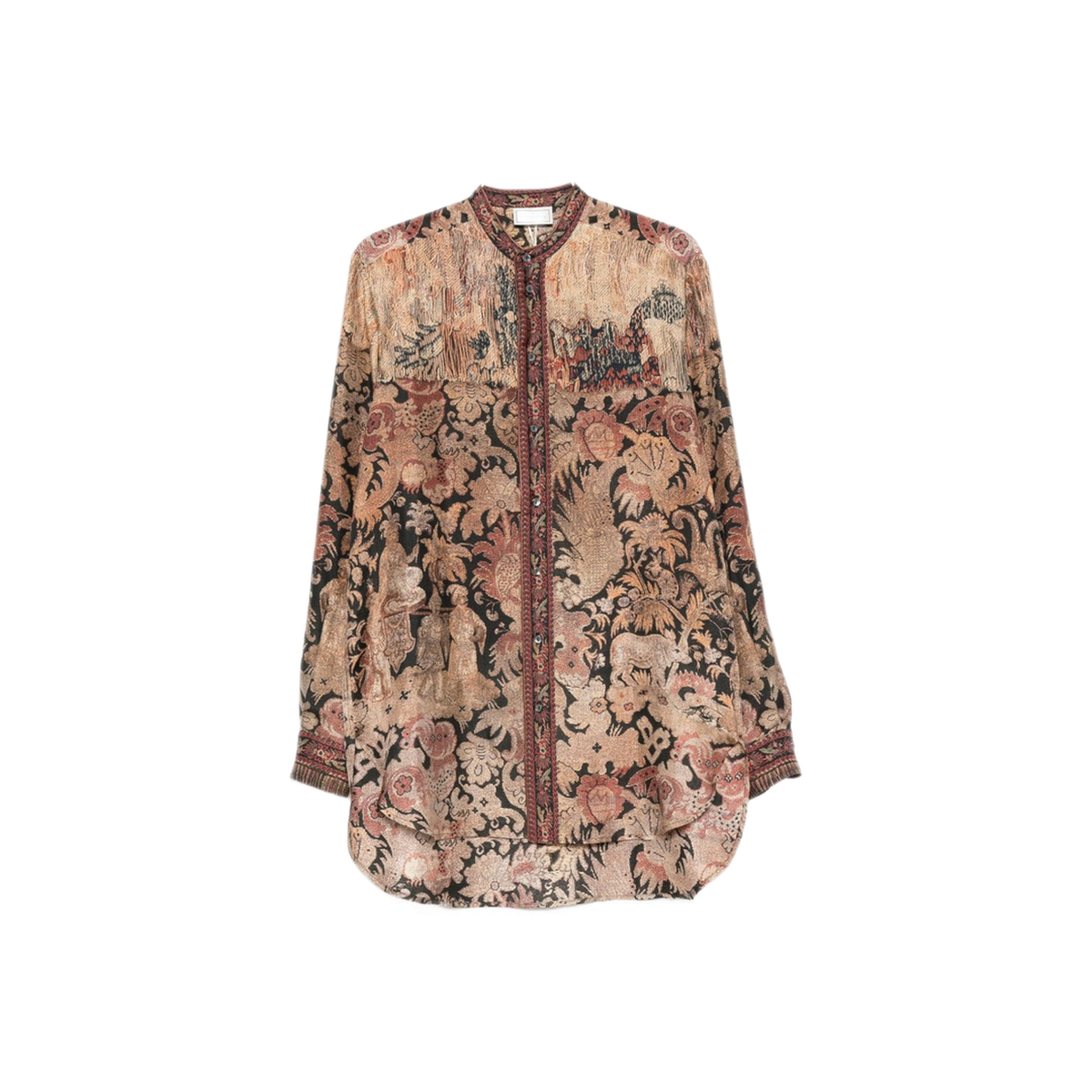 MAYFEYR - Pierre Louis Mascia - Brown Floral Print Silk Shirt - ALOE/S-CML12950101519346
