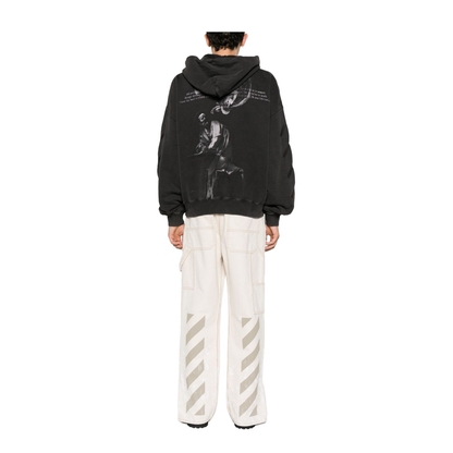 Black Cotton Jersey Logo Hoodie