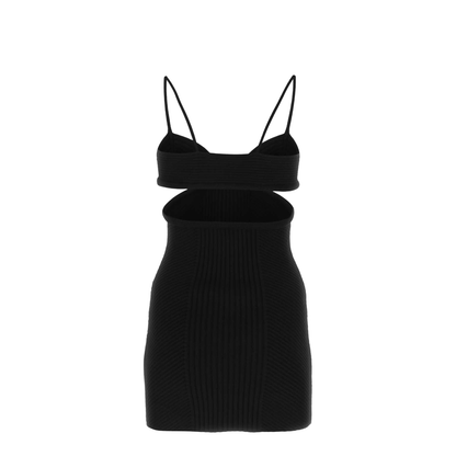 Black Cut Out Ribbed Mini Dress