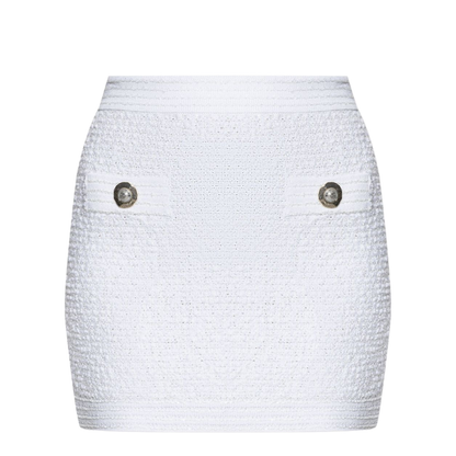 Short Tweed Skirt with Applications