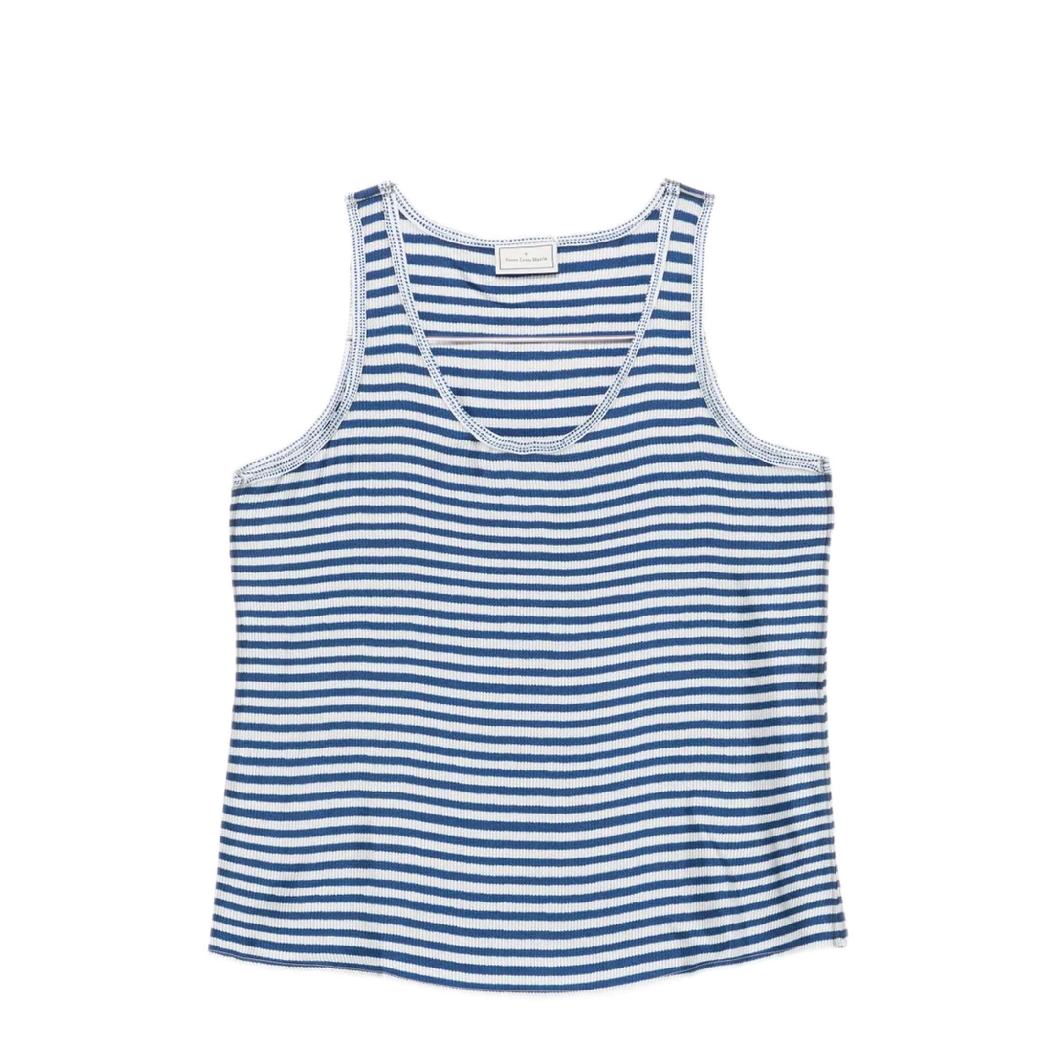 MAYFEYR - Pierre Louis Mascia - Light Blue Striped Scoop Neck Top - ALOESCAN12778518248102