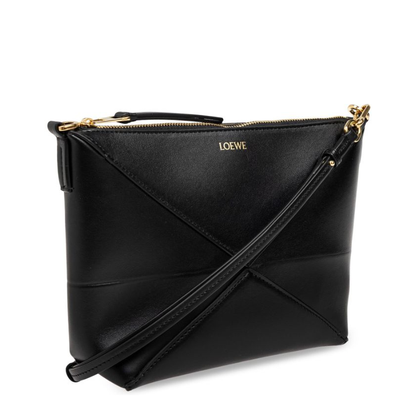 Puzzle Fold Leather Pouch - Black