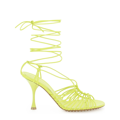 Acid Green Nappa Leather Dot Sandals