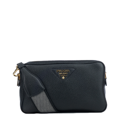 Re-Nylon and Saffiano Leather Shoulder Bag - Black