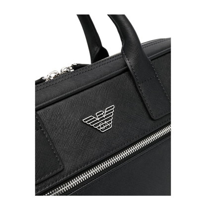 ASV Regenerated Saffiano Leather Business Bag - Black