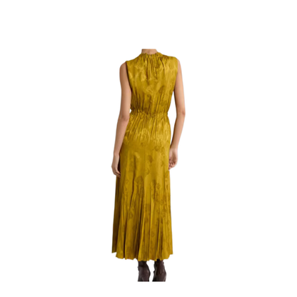 Long Dress with Leafy Jacquard Motif