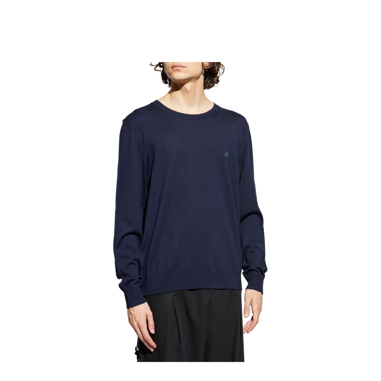 Wool Sweater with Embroidered Logo