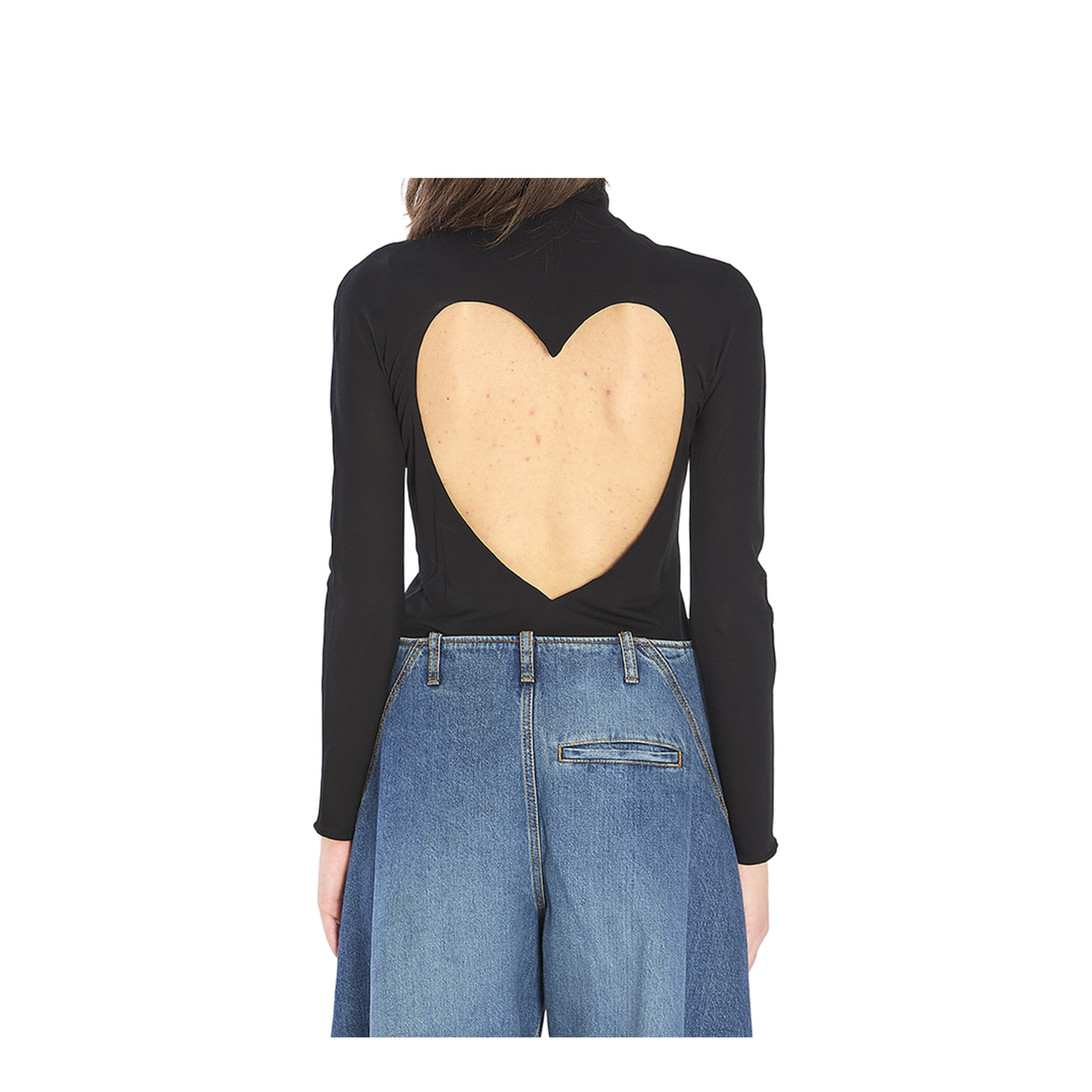 Fluid Jersey Bodysuit with Heart Cut-Out