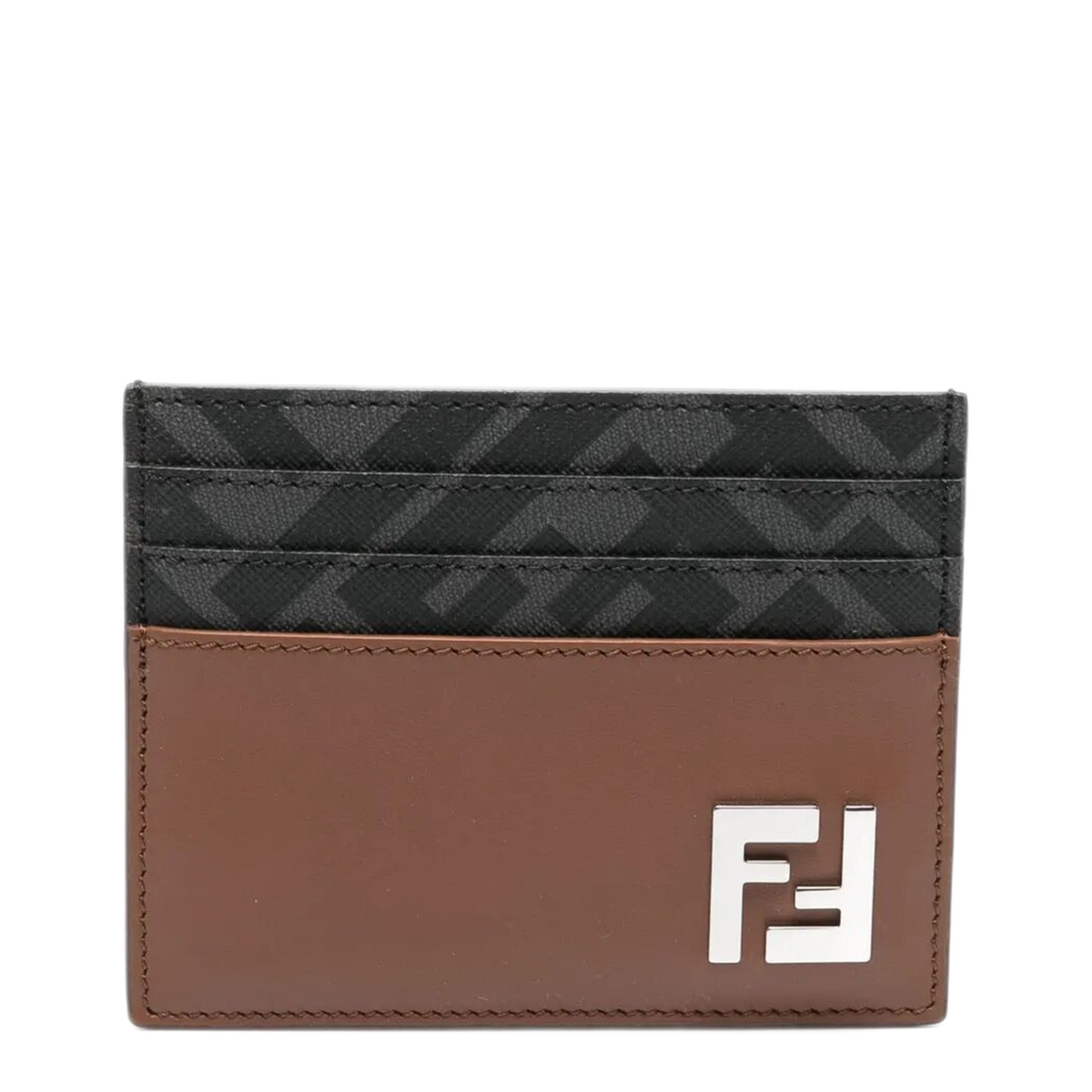 MAYFEYR - Fendi - Leather And Ff Canvas Squared Card Holder - 7M0164AFF2F1SCD